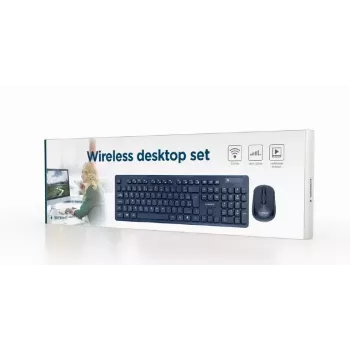 Gembird KBS-WCH-03-DE klaviatūra su pele, universali belaidė RF, QWERTZ, vokiečių kalba, juoda