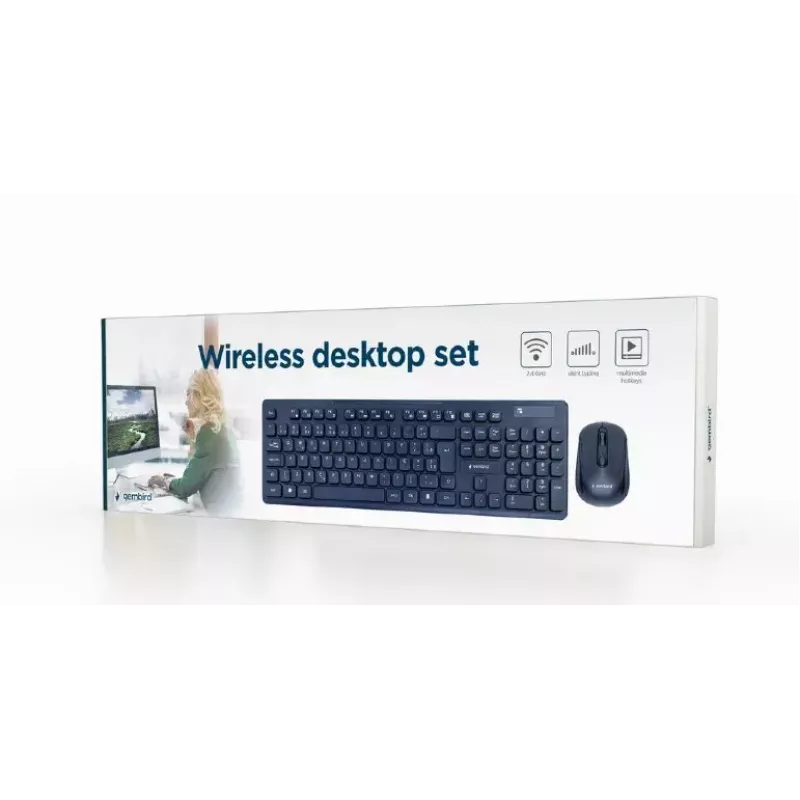 Gembird KBS-WCH-03-DE klaviatūra su pele, universali belaidė RF, QWERTZ, vokiečių kalba, juoda