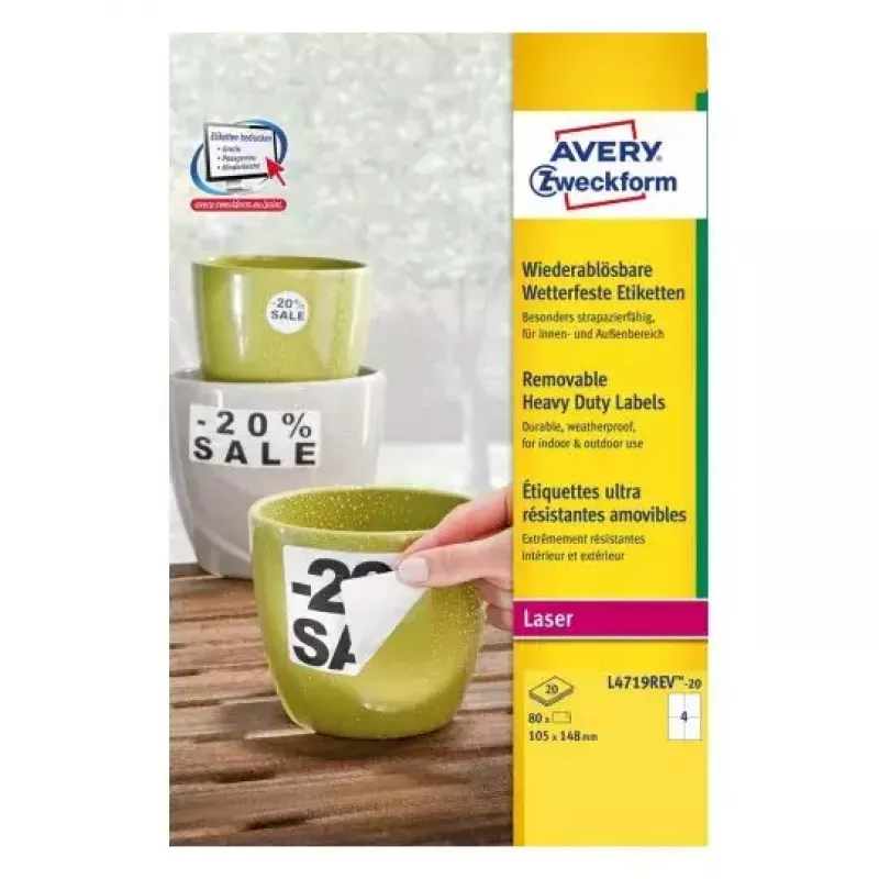 Lipni etiketė spausdintuvui Avery L4719REV-20