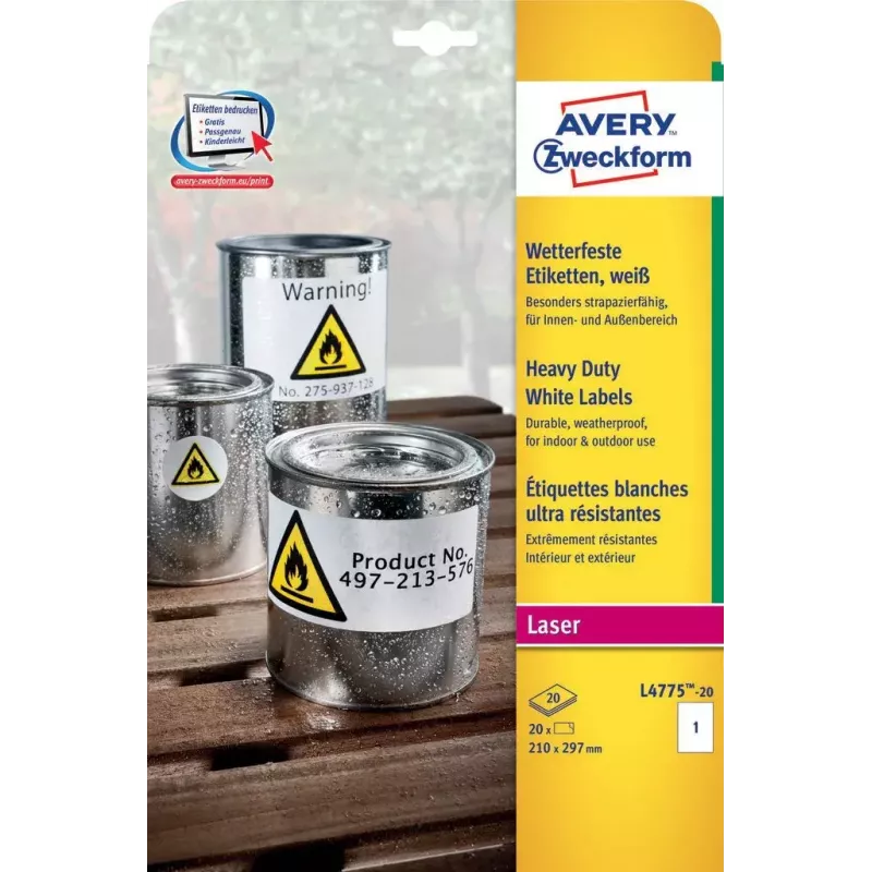 Lipnios etiketės Avery L4775-20 Užapvalintas stačiakampis