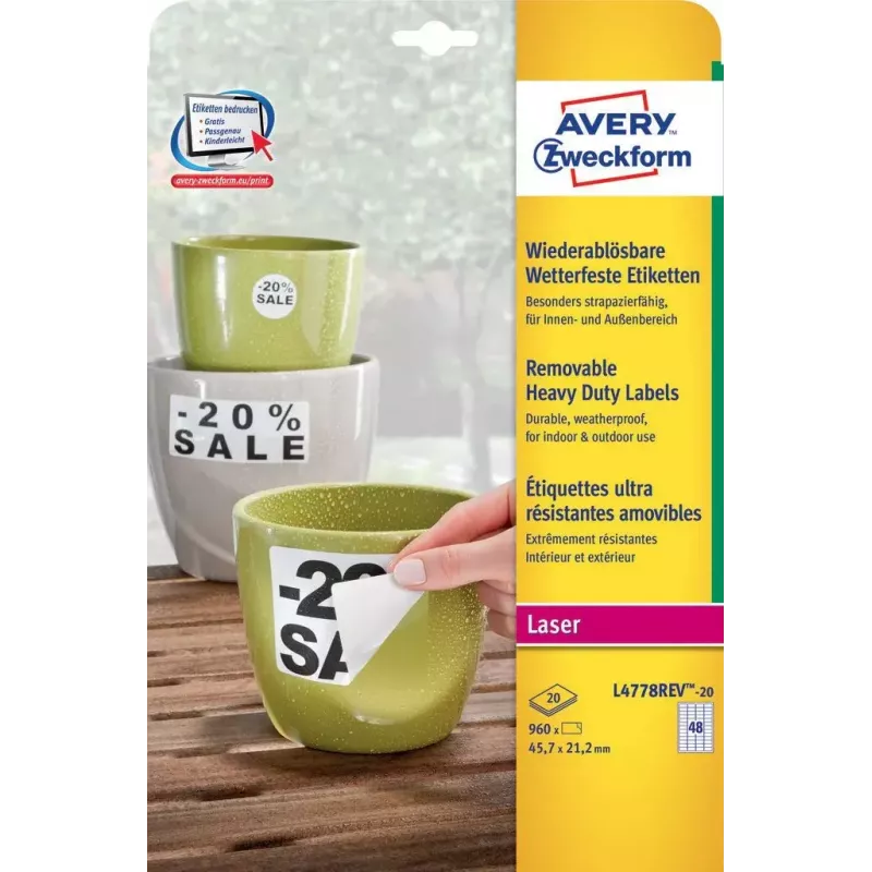 Lipnus lapelis Avery L4778REV-20 Suapvalintas stačiakampis