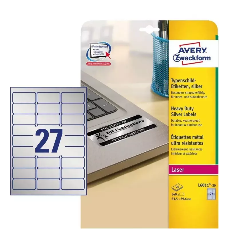 Lipnios etiketės Avery L6011-20, suapvalintas stačiakampis