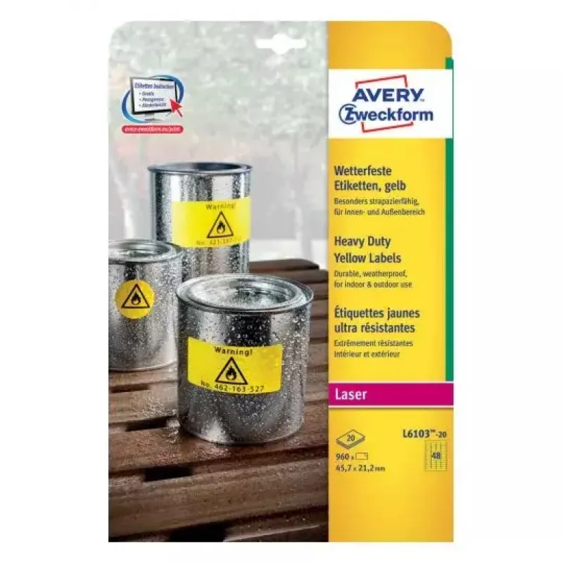 Lipnios etiketės Stačiakampis Avery L6103-20