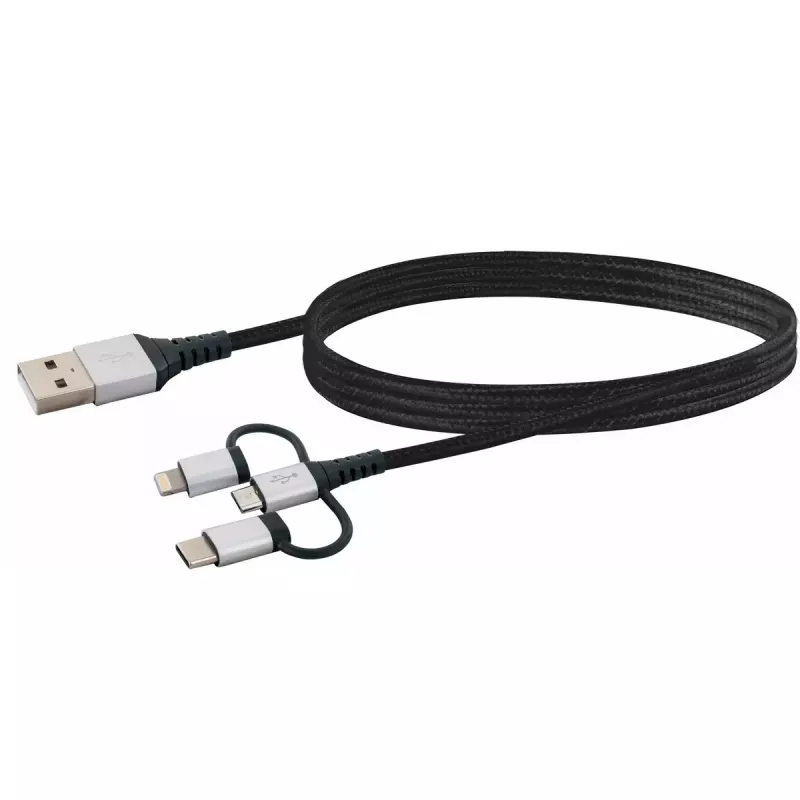 USB laidas Schwaiger LKU 100 1,5m USB 2.0 A Micro-USB B juoda sidabrinė