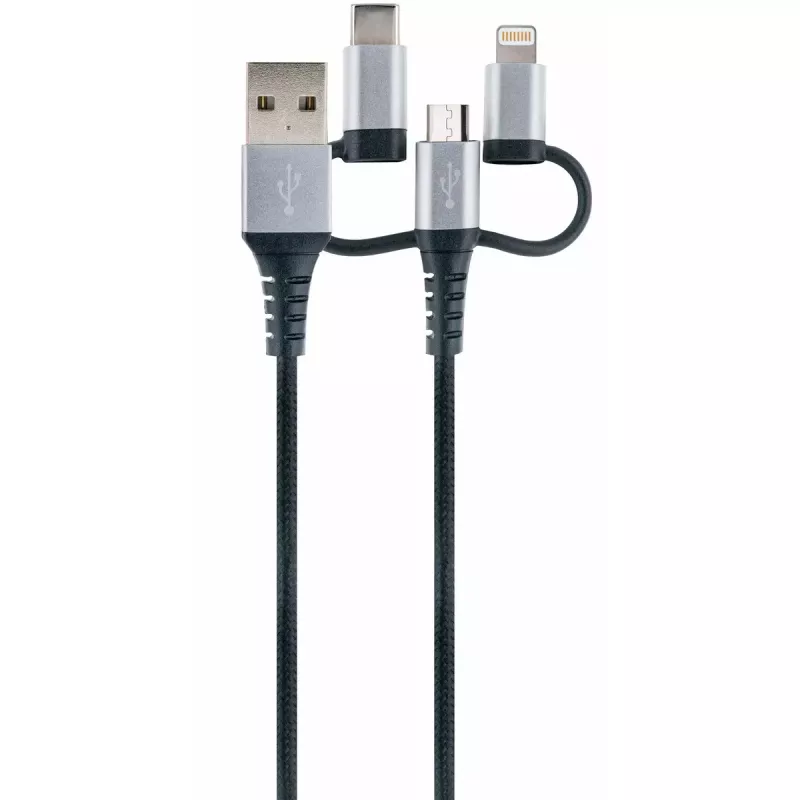 USB laidas Schwaiger LKU 100 1,5m USB 2.0 A Micro-USB B juoda sidabrinė