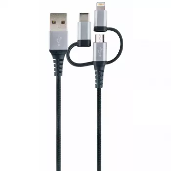 USB laidas Schwaiger LKU 100 1,5m USB 2.0 A Micro-USB B juoda sidabrinė