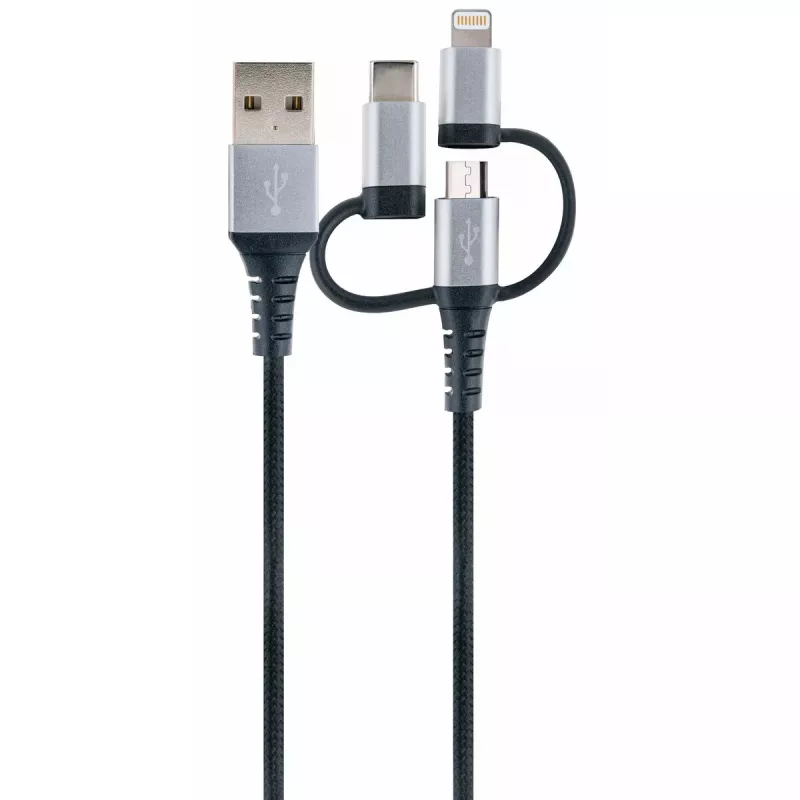 USB laidas Schwaiger LKU 100 1,5m USB 2.0 A Micro-USB B juoda sidabrinė