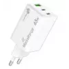 Mobiliojo įrenginio įkroviklis MediaRange MRMA116-2 — Vidinis AC greitasis įkroviklis, 100–240 V įėjimas, iki 20 V išėjimas, 2× USB-C, baltas