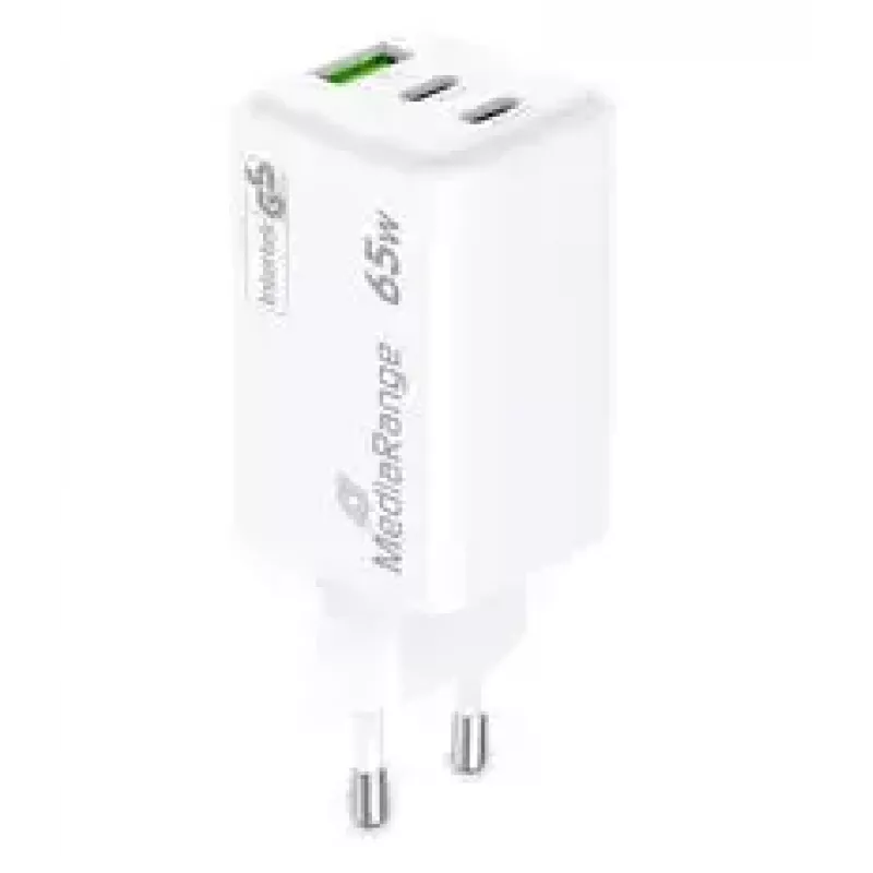 Mobiliojo įrenginio įkroviklis MediaRange MRMA116-2 — Vidinis AC greitasis įkroviklis, 100–240 V įėjimas, iki 20 V išėjimas, 2× USB-C, baltas
