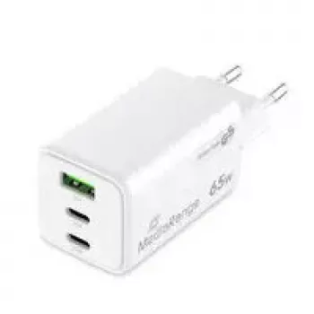 Mobiliojo įrenginio įkroviklis MediaRange MRMA116-2 — Vidinis AC greitasis įkroviklis, 100–240 V įėjimas, iki 20 V išėjimas, 2× USB-C, baltas