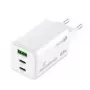 Mobiliojo įrenginio įkroviklis MediaRange MRMA116-2 — Vidinis AC greitasis įkroviklis, 100–240 V įėjimas, iki 20 V išėjimas, 2× USB-C, baltas