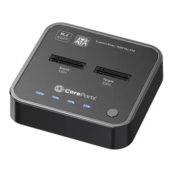 CoreParts MS-CLONER-SATA atminties laikmenų prijungimo stotelė USB 3.2 Gen 2 (3.1 Gen 2) Type-C juoda