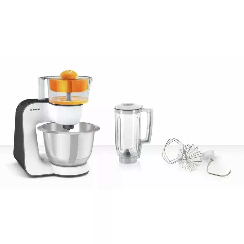 Bosch MUM5 Start Line universalus virtuvinis kombainas 800 W 3,9 L Oranžinė, Sidabrinė, Skaidri, Balta
