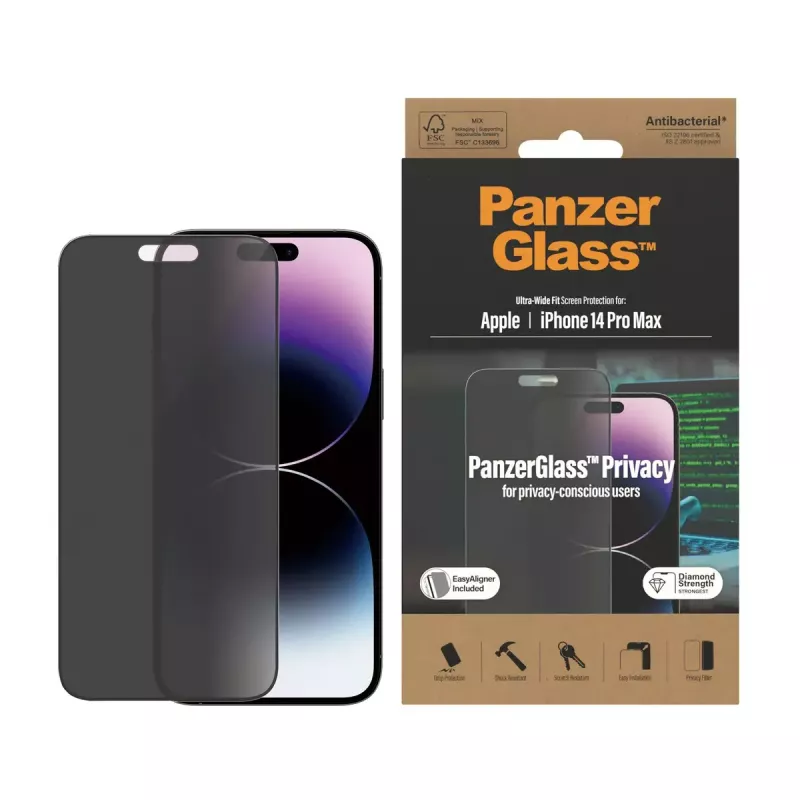 PanzerGlass ® Privatumo ekrano apsauga iPhone 14 Pro Max | Ultra-Wide Fit su EasyAligner