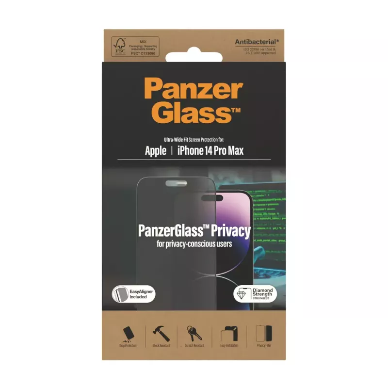 PanzerGlass ® Privatumo ekrano apsauga iPhone 14 Pro Max | Ultra-Wide Fit su EasyAligner