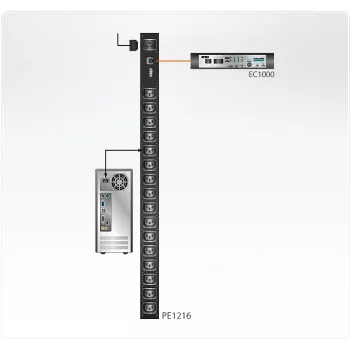 ATEN PE1216 maitinimo skirstytuvas (PDU) 16 AC lizdų (-ai) Juoda
