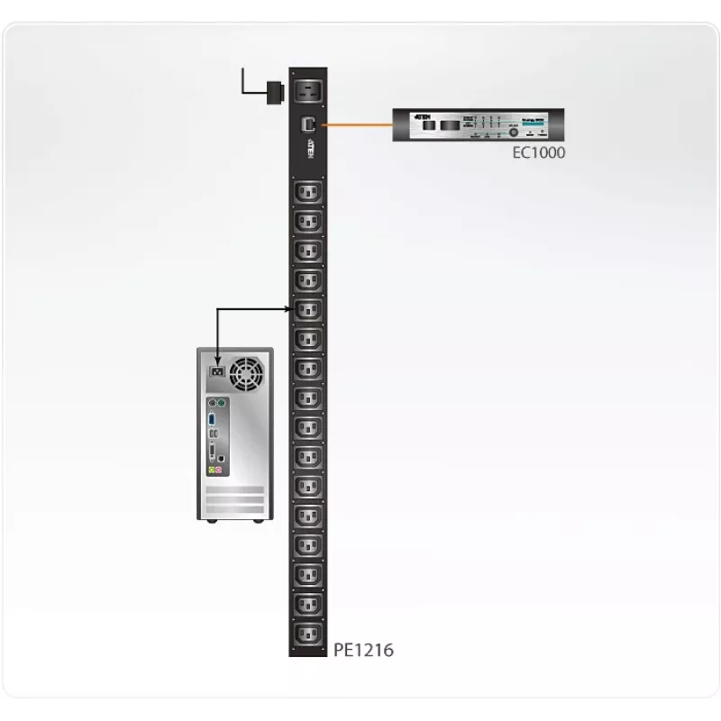 ATEN PE1216 maitinimo skirstytuvas (PDU) 16 AC lizdų (-ai) Juoda