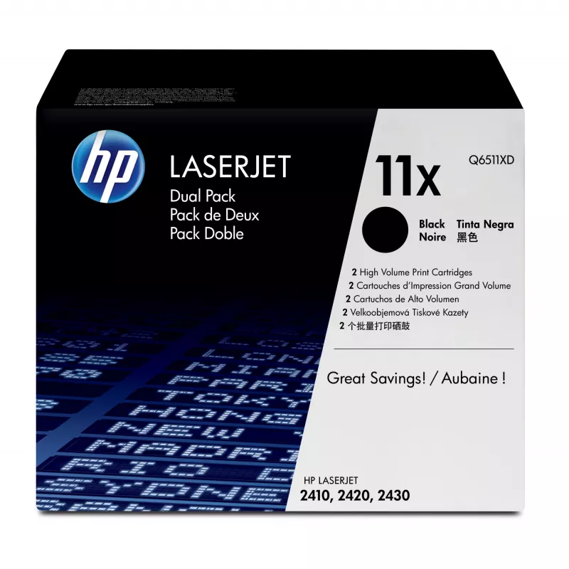 HP 11X 2 vnt. didelės išeigos juodi originalūs LaserJet kasečiai