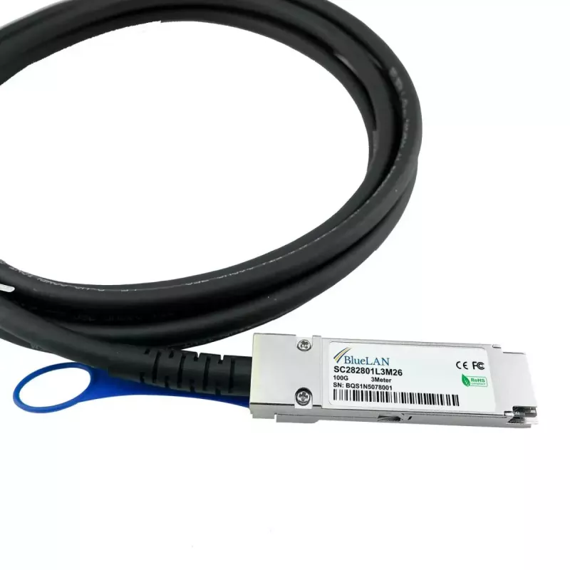 InfiniBand / šviesolaidinis kabelis BlueOptics QFX-QSFP28-DAC-5M-BL 5m QSFP28 kištukas/kištukas