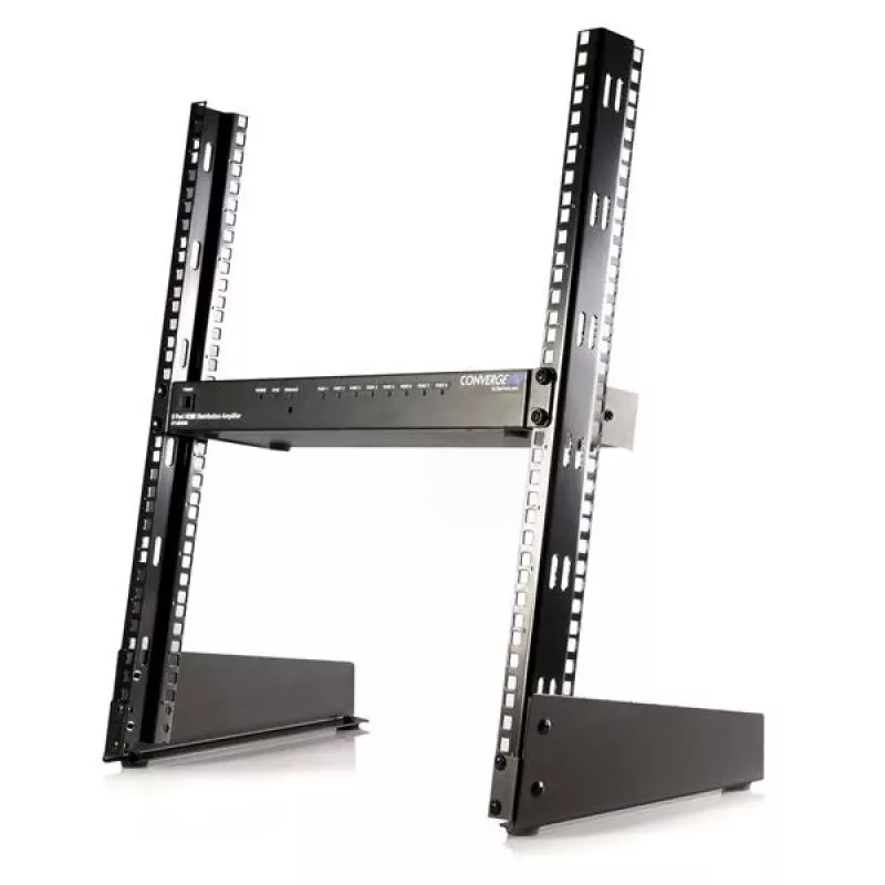 StarTech.com 2 stulpų 12U stalinis serverio stovas, mažas atviras rėmas 19 colių kompiuterių stovas, kompaktiškas tinklo stovas AV / studijos / duomenų / IT įrangai – laisvai pastatomas dviejų stulpų namų / biuro stovas