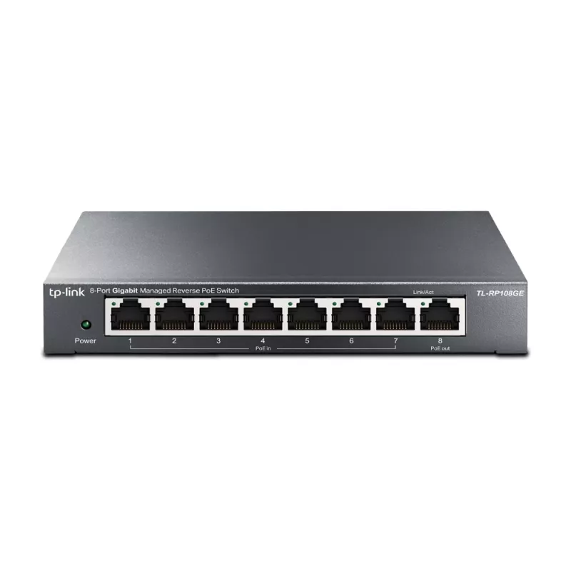 TP-Link 8 prievadų gigabitinio valdomo atvirkštinio PoE jungiklis