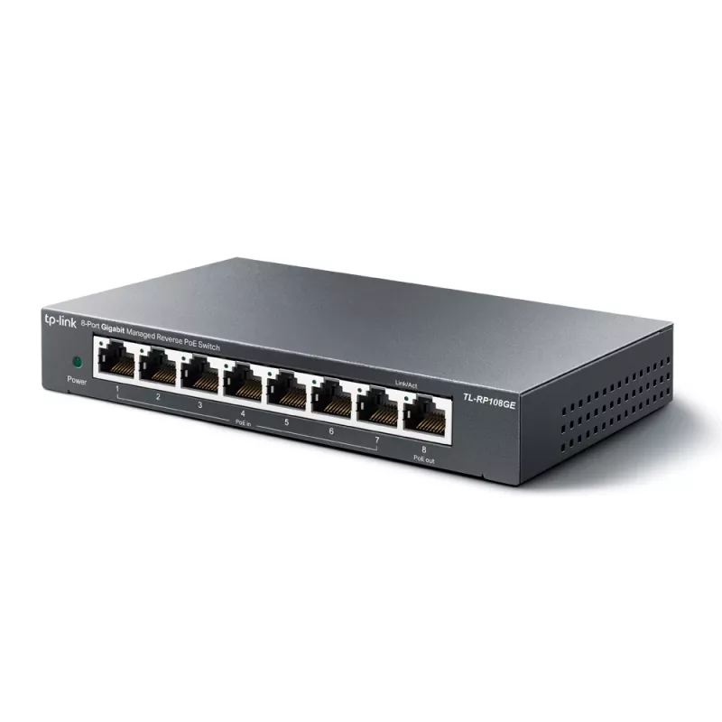TP-Link 8 prievadų gigabitinio valdomo atvirkštinio PoE jungiklis