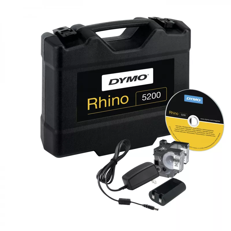 DYMO RHINO 5200 Pramoninė etikečių spausdintuvė | Ženklinimo mašinos rinkinys dėkle | Laiką taupantys greitieji klavišaiSpartus spausdinimasPatvari etikečių spausdintuvė darbo vietoms ir sunkiems ženklinimo darbams | JK kištukas