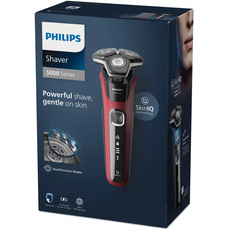 Rotacinis skustuvas „Philips Series 5000 S5883/10“ — 3 galvučių, drėgnam ir sausam naudojimui, 60 min. veikimo laikas, LED ekranas, įkraunamas per USB