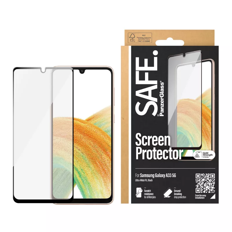 Ekrano apsauga PanzerGlass SAFE, skirta Samsung Galaxy A33 5G, atspari įbrėžimams ir smūgiams