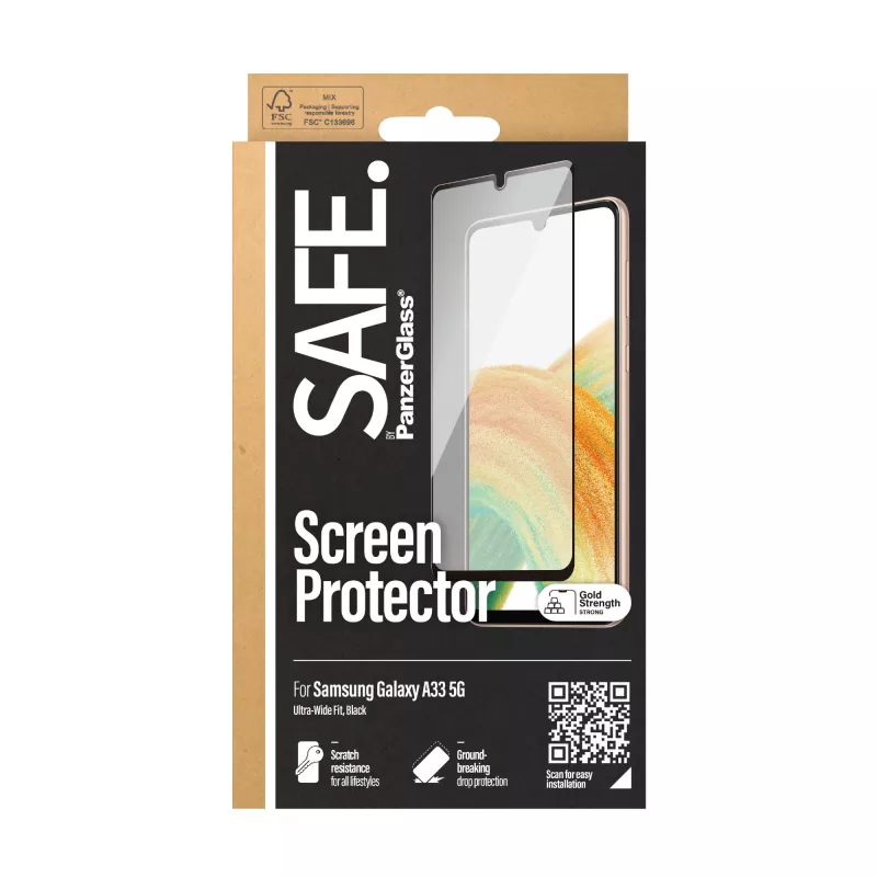 Ekrano apsauga PanzerGlass SAFE, skirta Samsung Galaxy A33 5G, atspari įbrėžimams ir smūgiams