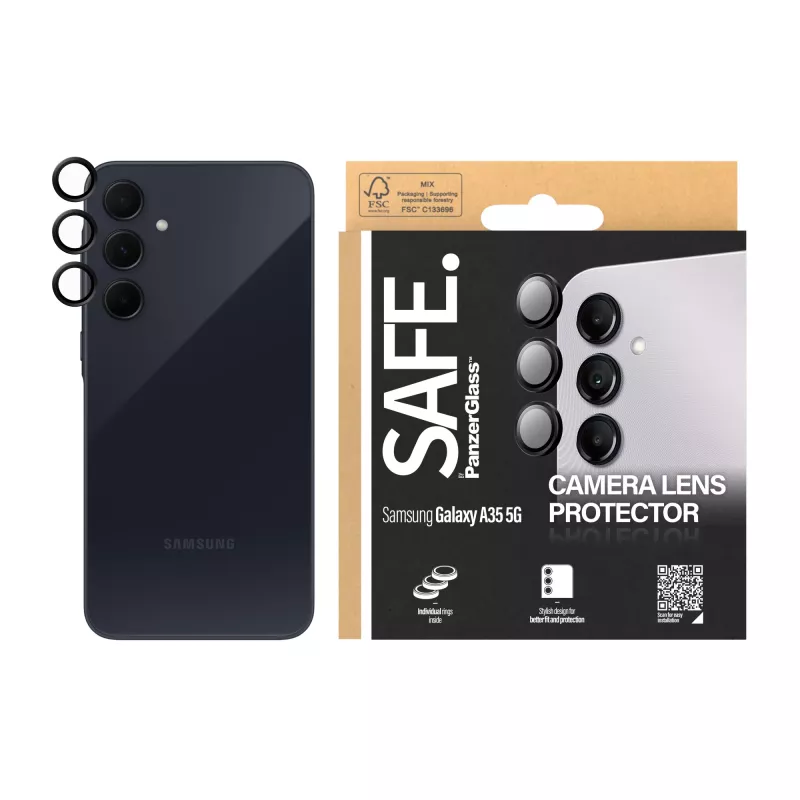PanzerGlass SAFE. by ® Camera Lens Protector Black Samsung Galaxy A35 5G