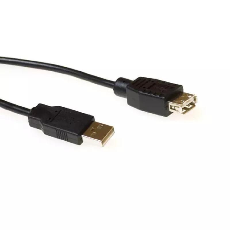 ACT USB 2.0 A kištukas – USB A lizdas, juodas, 0,50 m