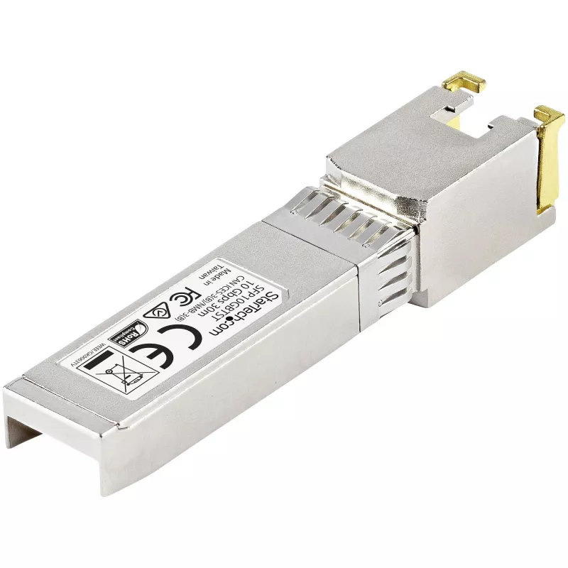 StarTech.com MSA reikalavimus atitinkantis SFP+ siųstuvo-imtuvo modulis - 10GBASE-T~MSA nekoduotas SFP+ modulis - 10GBASE-T - SFP į RJ45 Cat6/Cat5e - 10GE Gigabit Ethernet SFP+ - RJ-45 30 m