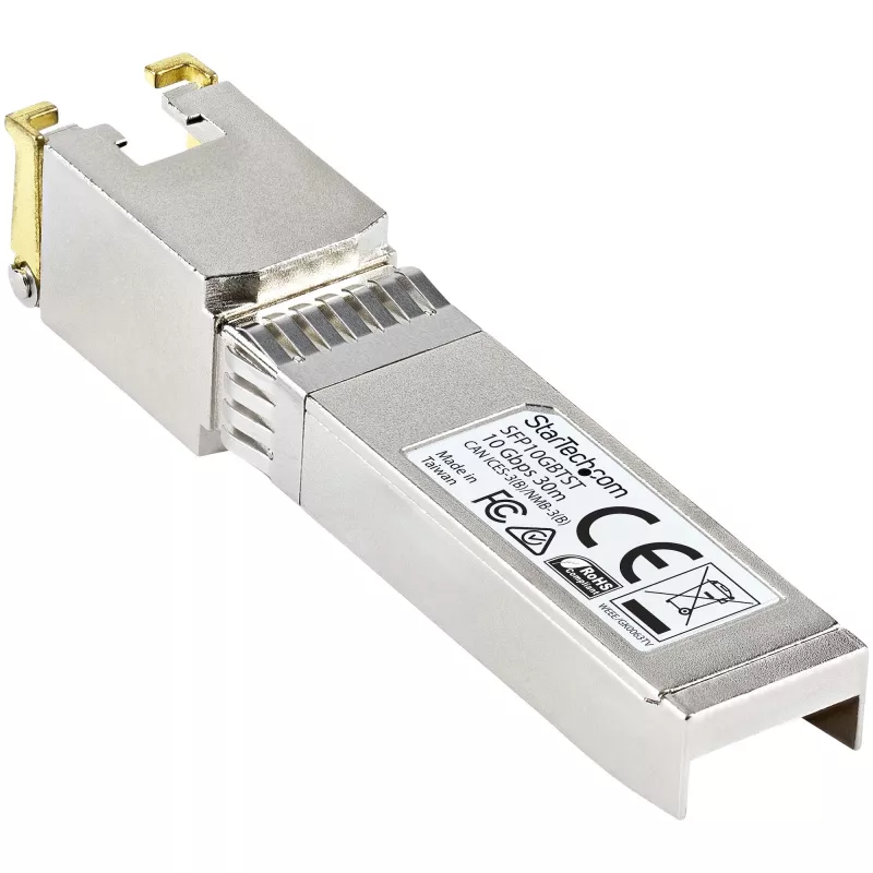StarTech.com MSA reikalavimus atitinkantis SFP+ siųstuvo-imtuvo modulis - 10GBASE-T~MSA nekoduotas SFP+ modulis - 10GBASE-T - SFP į RJ45 Cat6/Cat5e - 10GE Gigabit Ethernet SFP+ - RJ-45 30 m