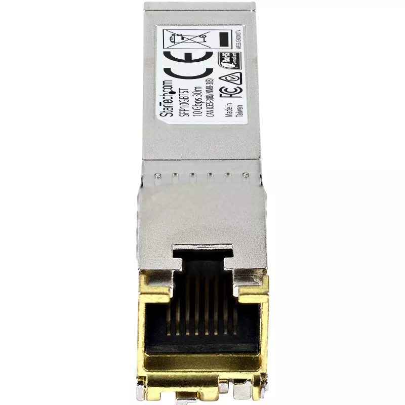 StarTech.com MSA reikalavimus atitinkantis SFP+ siųstuvo-imtuvo modulis - 10GBASE-T~MSA nekoduotas SFP+ modulis - 10GBASE-T - SFP į RJ45 Cat6/Cat5e - 10GE Gigabit Ethernet SFP+ - RJ-45 30 m