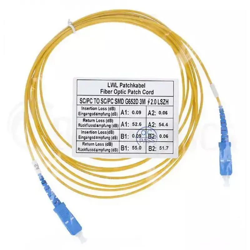 Šviesolaidinis kabelis BlueOptics SFP2222BU50MK SC G.657.A1 50 m Geltonas