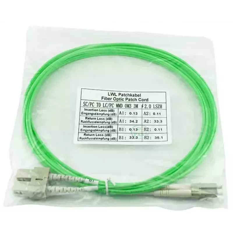 Šviesolaidinis kabelis BlueOptics SFP3132GU50MK LC SC OM5 50 m Mėtinis