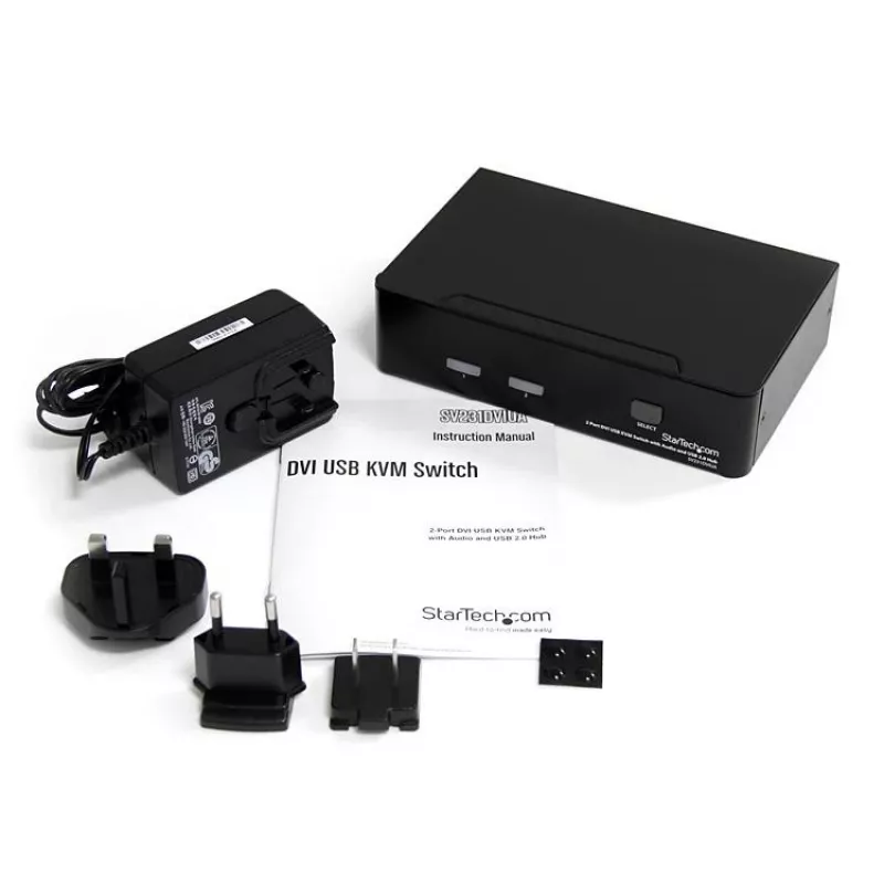 Startech.com 2 prievadų DVI USB KVM jungiklis su garso ir USB 2.0 šakotuvu