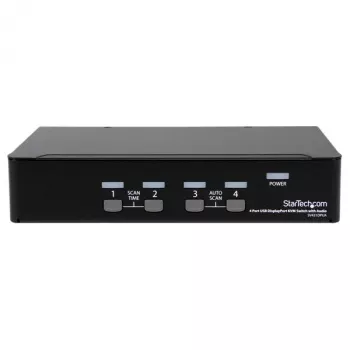StarTech.com 4 prievadų USB DisplayPort KVM jungiklis su garsu, 3840 x 2400 pikselių, juoda
