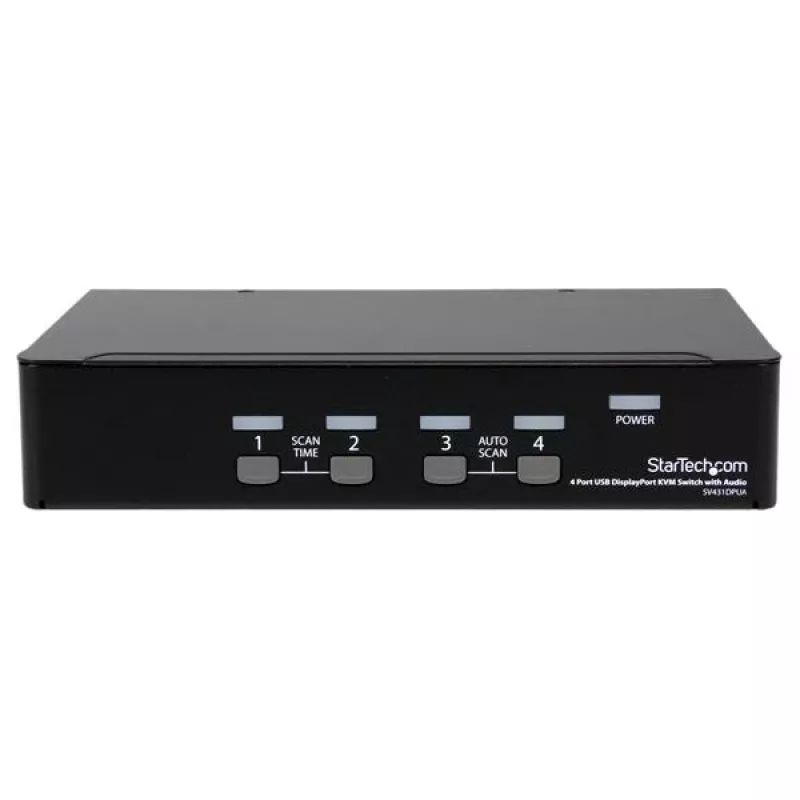 StarTech.com 4 prievadų USB DisplayPort KVM jungiklis su garsu, 3840 x 2400 pikselių, juoda