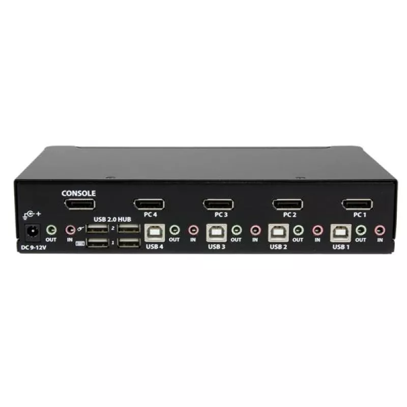 StarTech.com 4 prievadų USB DisplayPort KVM jungiklis su garsu, 3840 x 2400 pikselių, juoda