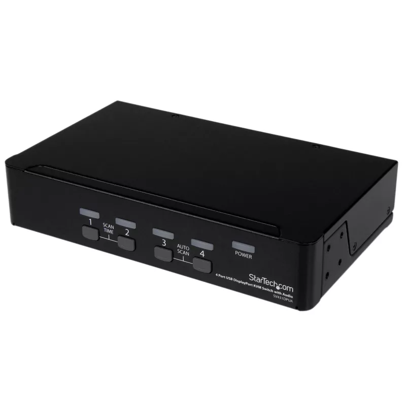 StarTech.com 4 prievadų USB DisplayPort KVM jungiklis su garsu, 3840 x 2400 pikselių, juoda