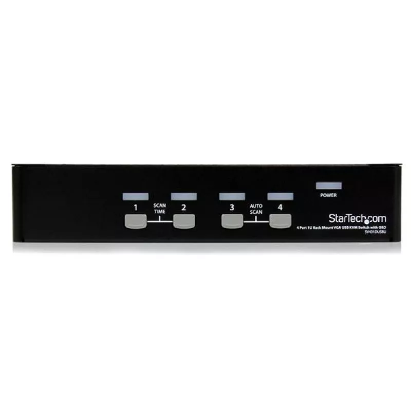 StarTech.com 4 prievadų 1U montuojamas stelaže USB KVM jungiklis su OSD, 1920 x 1440 pikselių, montavimas stelaže, 5,4 W, 1U, juodas
