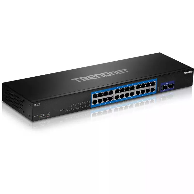 Switch Trendnet TEG-30262 v1.0R Gigabit Ethernet 24 Portai 1U Juoda