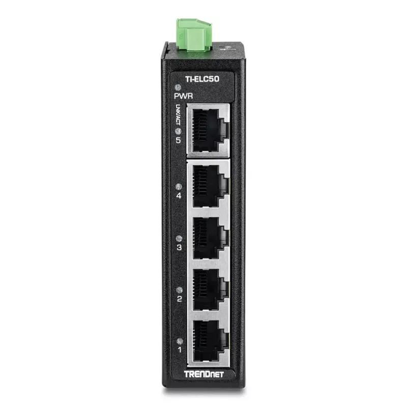Tinklo jungiklis TRENDnet TI-ELC50 Nevaldomas 5 prievadų Fast Ethernet (10/100), 9,6–60 V, montavimas ant sienos/DIN bėgio