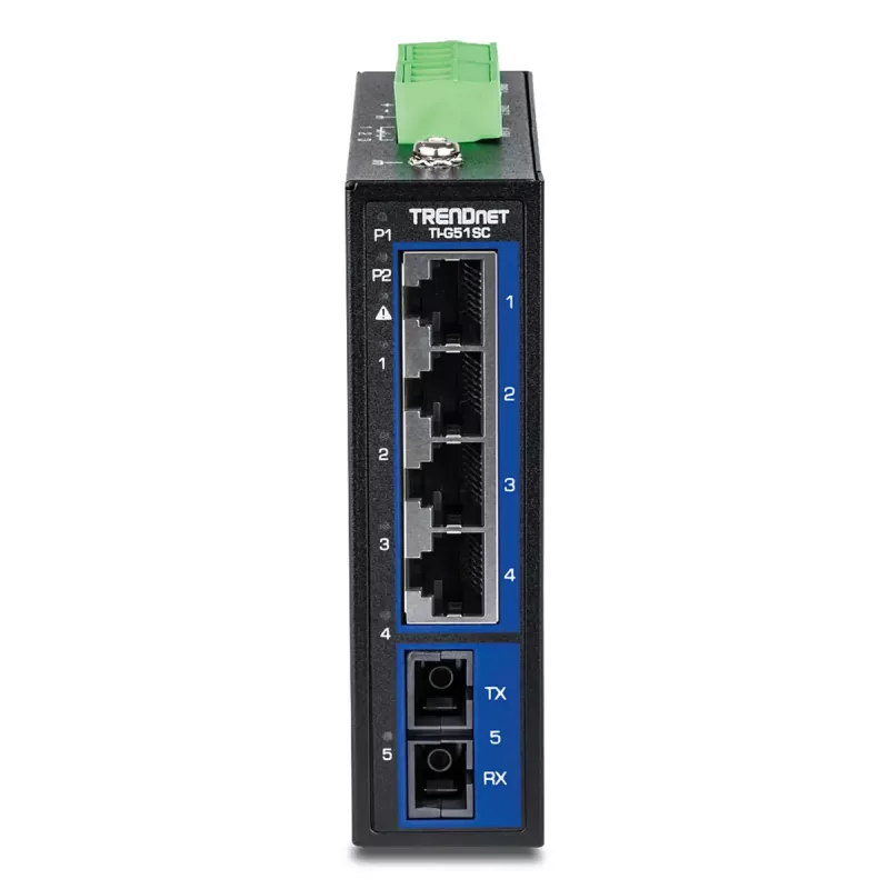 Nevaldomas Gigabit Ethernet jungiklis TRENDnet TI-G51SC, 4x RJ-45 10/100/1000, 10 Gbit/s talpa, 2000 MAC, 9–60 V, montuojamas ant sienos