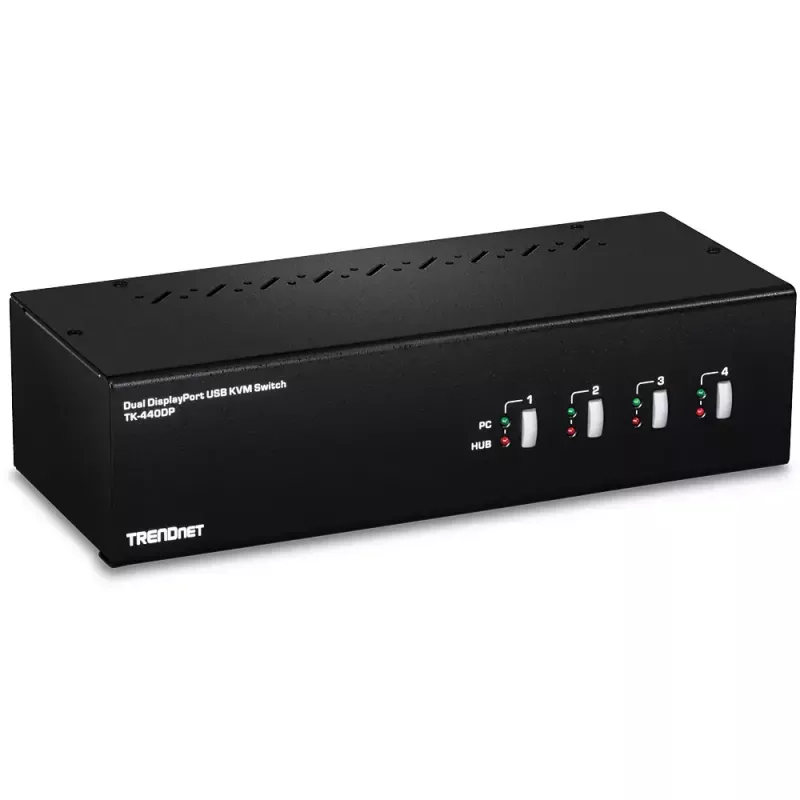 KVM jungiklis Trendnet TK-440DP juodas sidabrinis