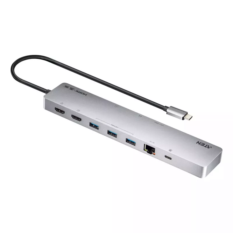 USB Hub ATEN UH3240 Type-C sidabrinis 3.5mm HDMI RJ-45 USB 3.2