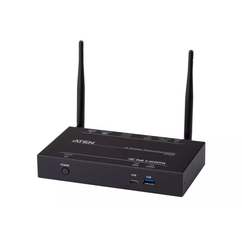 ATEN 4K belaidis pristatymo jungiklis, stalinis, juodas, HDMI, VGA, Wi-Fi 5