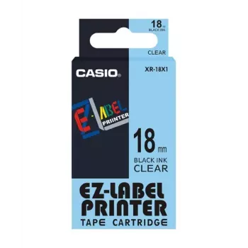 Etikečių gamybos juosta Casio XR-18X1 juoda ant permatomo pagrindo